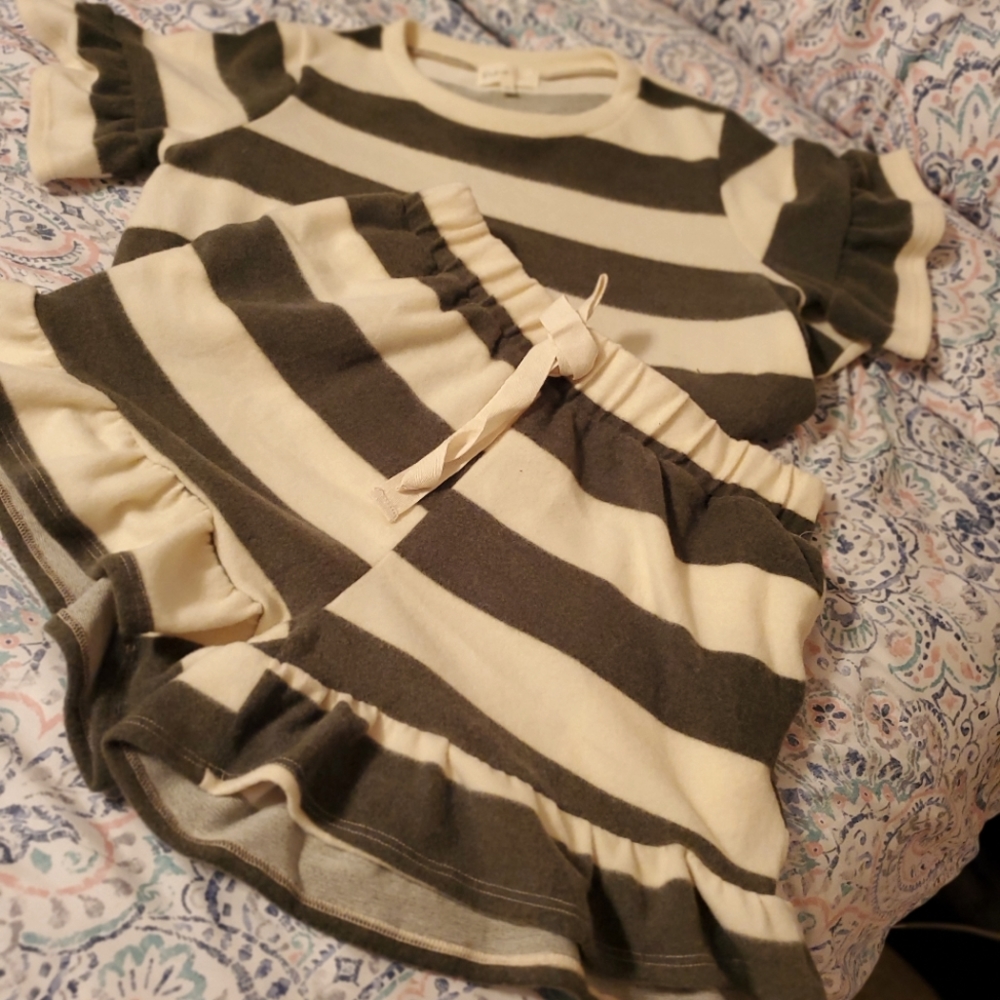 2 piece shorts and short sleeved top